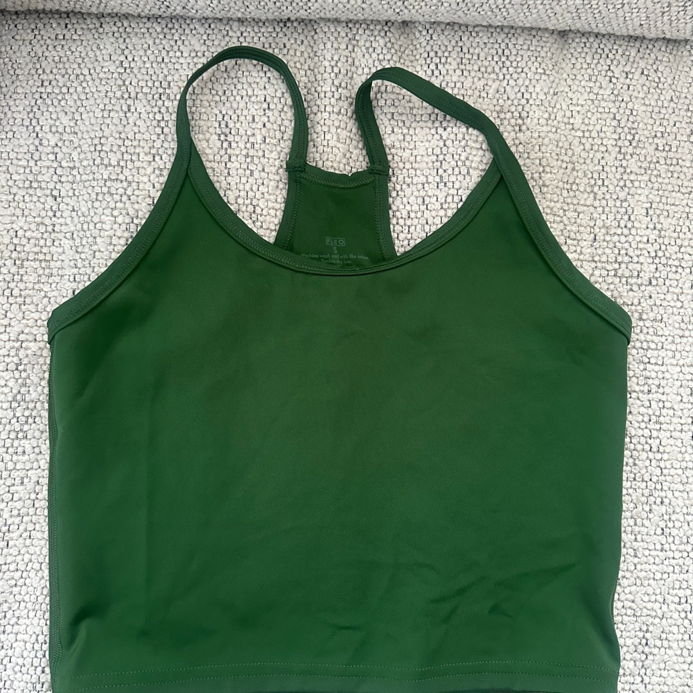 FLEO CROP Green Racerback Tank Top